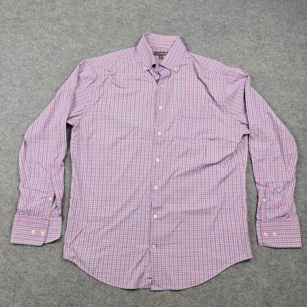 Peter Millar Shirt Mens Medium Pink Plaid Long Sleeve Button-Up Summer